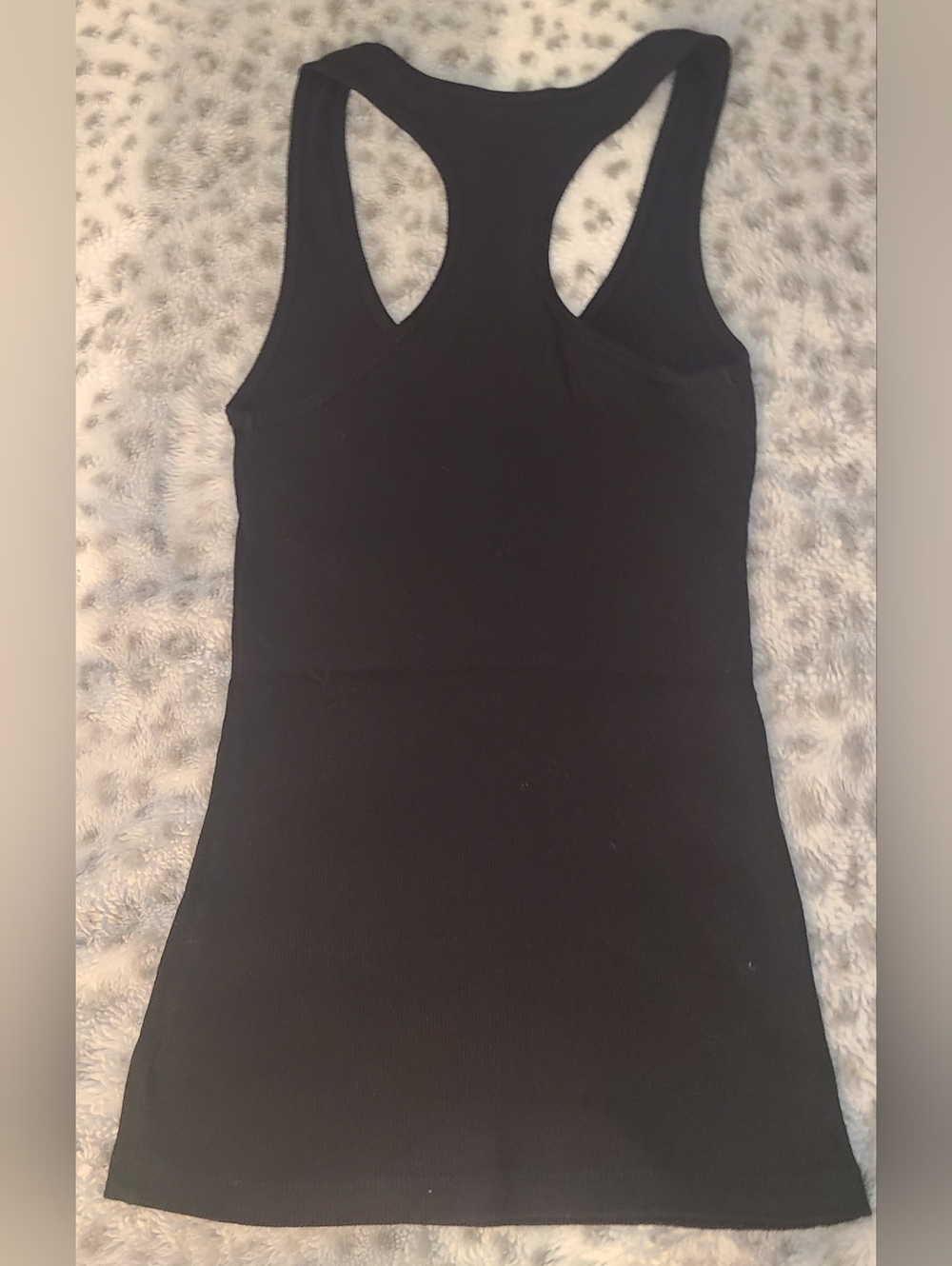 GUESS Black Racerback Tank with Silver and Gold Script Logos - Picture 4 of 5